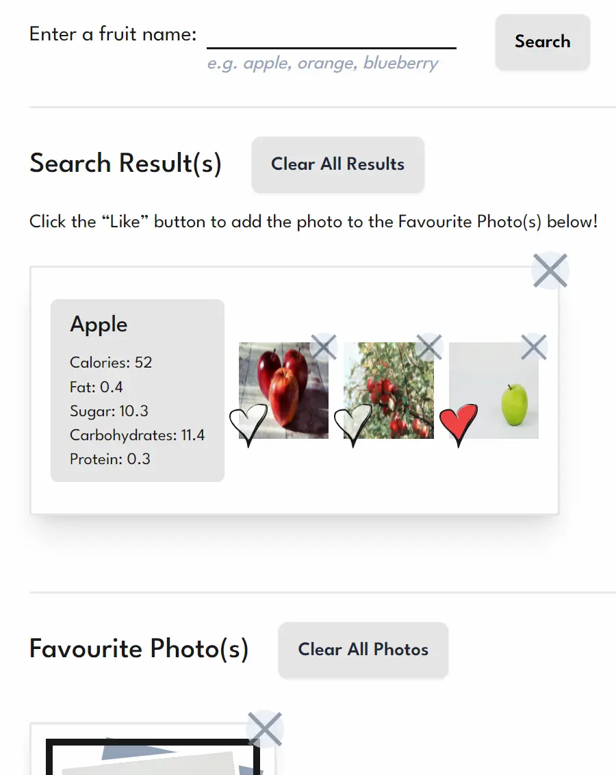 screenshot of fruit API fetching